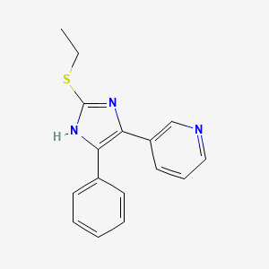 molecular formula C16H15N3S B15508274 Pyridine, 3-[2-(ethylthio)-5-phenyl-1H-imidazol-4-yl]- 