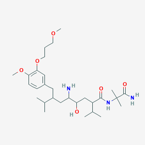 molecular formula C29H51N3O6 B15508294 5-amino-N-(1-amino-2-methyl-1-oxopropan-2-yl)-4-hydroxy-7-[[4-methoxy-3-(3-methoxypropoxy)phenyl]methyl]-8-methyl-2-propan-2-ylnonanamide 