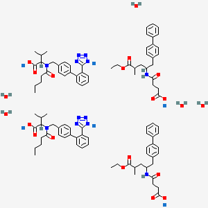 molecular formula C96H120N12Na6O21 B15508336 Hexasodium;4-[[5-ethoxy-4-methyl-5-oxo-1-(4-phenylphenyl)pentan-2-yl]amino]-4-oxobutanoate;3-methyl-2-[pentanoyl-[[4-[2-(1,2,3-triaza-4-azanidacyclopenta-2,5-dien-5-yl)phenyl]phenyl]methyl]amino]butanoate;pentahydrate 