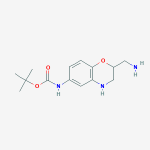 molecular formula C14H21N3O3 B15508526 tert-butyl N-[2-(aminomethyl)-3,4-dihydro-2H-1,4-benzoxazin-6-yl]carbamate 