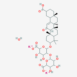 molecular formula C41H60K2O17 B15508767 dipotassium;6-[2-[[(6aR,6bS,8aR,14bS)-11-carboxy-4,4,6a,6b,8a,14b-hexamethyl-14-oxo-1,2,3,4a,5,6,7,8,9,10,11,12,12a,14a-tetradecahydropicen-3-yl]oxy]-6-carboxylato-4,5-dihydroxyoxan-3-yl]oxy-3,4,5-trihydroxyoxane-2-carboxylate;hydrate 