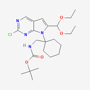 molecular formula C23H35ClN4O4 B15509236 tert-butyl ((1-(2-Chloro-6-(diethoxymethyl)-7H-pyrrolo[2,3-d]pyrimidin-7-yl)cyclohexyl)methyl)carbamate CAS No. 1628256-24-5