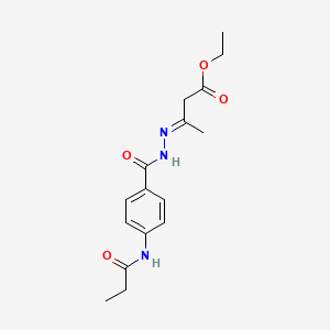 molecular formula C16H21N3O4 B15509457 ethyl (3E)-3-(2-{[4-(propanoylamino)phenyl]carbonyl}hydrazinylidene)butanoate 