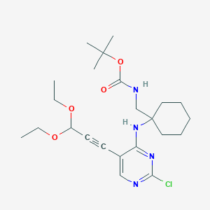 molecular formula C23H35ClN4O4 B15509474 tert-butyl ((1-((2-Chloro-5-(3,3-diethoxyprop-1-yn-1-yl)pyrimidin-4-yl)amino)cyclohexyl)methyl)carbamate 