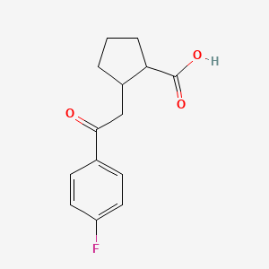 molecular formula C14H15FO3 B15509632 2-[2-(4-Fluorophenyl)-2-oxoethyl]cyclopentane-1-carboxylic acid 