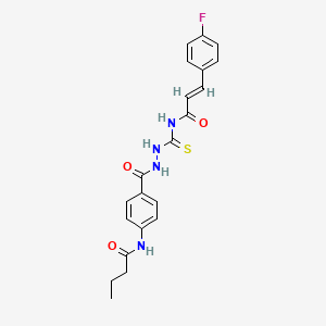 molecular formula C21H21FN4O3S B15509723 N-{4-[(2-{[(2E)-3-(4-fluorophenyl)prop-2-enoyl]carbamothioyl}hydrazinyl)carbonyl]phenyl}butanamide 