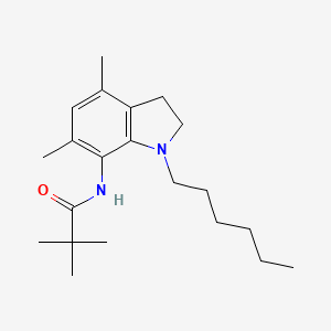 molecular formula C21H34N2O B15510101 N-(1-Hexyl-2,3-dihydro-4,6-dimethyl-1H-indol-7-yl)-2,2-dimethylpropanamide 