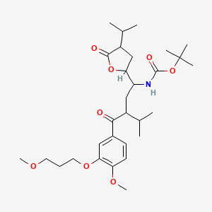 molecular formula C30H47NO8 B15510178 tert-butyl N-[3-[4-methoxy-3-(3-methoxypropoxy)benzoyl]-4-methyl-1-(5-oxo-4-propan-2-yloxolan-2-yl)pentyl]carbamate 