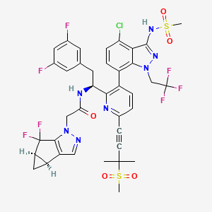 molecular formula C38H33ClF7N7O5S2 B15510217 N-((S)-1-(3-(4-Chloro-3-(methylsulfonamido)-1-(2,2,2-trifluoroethyl)-1H-indazol-7-yl)-6-(3-methyl-3-(methylsulfonyl)but-1-yn-1-yl)pyridin-2-yl)-2-(3,5-difluorophenyl)ethyl)-2-((3bS,4aR)-5,5-difluoro-3b,4,4a,5-tetrahydro-1H-cyclopropa[3,4]cyclopenta[1,2-c]pyrazol-1-yl)acetamide 