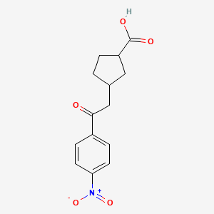 molecular formula C14H15NO5 B15510223 cis-3-[2-Oxo-2-(4-nitrophenyl)ethyl]-cyclopentane-1-carboxylic acid 