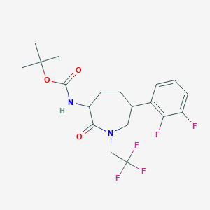molecular formula C19H23F5N2O3 B15510719 tert-butyl N-[6-(2,3-difluorophenyl)-2-oxo-1-(2,2,2-trifluoroethyl)azepan-3-yl]carbamate 