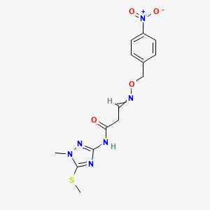 molecular formula C14H16N6O4S B15510742 N-[1-methyl-5-(methylsulfanyl)-1H-1,2,4-triazol-3-yl]-3-{[(4-nitrobenzyl)oxy]imino}propanamide 