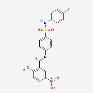 molecular formula C19H14FN3O5S B15510845 N-(4-fluorophenyl)-4-{[(E)-(2-hydroxy-5-nitrophenyl)methylidene]amino}benzenesulfonamide 