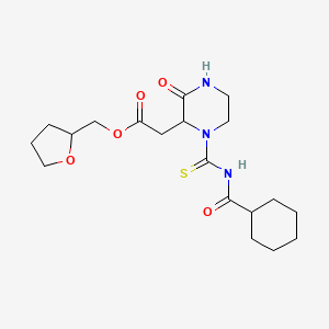 molecular formula C19H29N3O5S B15511093 Tetrahydrofuran-2-ylmethyl {1-[(cyclohexylcarbonyl)carbamothioyl]-3-oxopiperazin-2-yl}acetate 