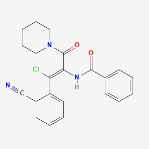 molecular formula C22H20ClN3O2 B15512631 N-[(E)-1-chloro-1-(2-cyanophenyl)-3-oxo-3-piperidin-1-ylprop-1-en-2-yl]benzamide 