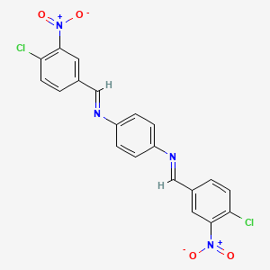molecular formula C20H12Cl2N4O4 B15513854 N,N'-bis[(E)-(4-chloro-3-nitrophenyl)methylidene]benzene-1,4-diamine 