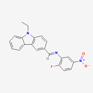 molecular formula C21H16FN3O2 B15514090 N-[(E)-(9-ethyl-9H-carbazol-3-yl)methylidene]-2-fluoro-5-nitroaniline 