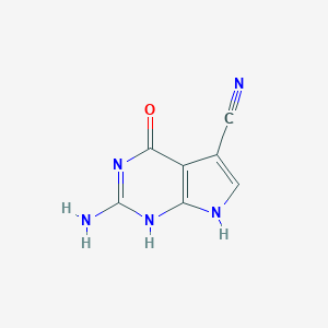 molecular formula C7H5N5O B155169 2-Amino-4-oxo-4,7-dihydro-3H-pyrrolo[2,3-D]pyrimidine-5-carbonitrile CAS No. 69205-79-4