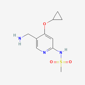 molecular formula C10H15N3O3S B15517009 N-(5-(Aminomethyl)-4-cyclopropoxypyridin-2-YL)methanesulfonamide 