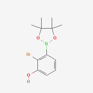 molecular formula C12H16BBrO3 B15520263 2-Bromo-3-(4,4,5,5-tetramethyl-1,3,2-dioxaborolan-2-YL)phenol CAS No. 1431330-24-3