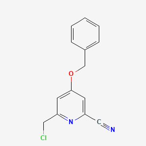 molecular formula C14H11ClN2O B15520677 4-(Benzyloxy)-6-(chloromethyl)pyridine-2-carbonitrile 
