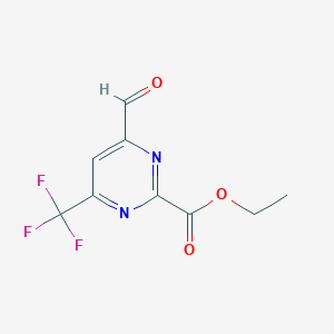 molecular formula C9H7F3N2O3 B15521888 Ethyl 4-formyl-6-(trifluoromethyl)pyrimidine-2-carboxylate 
