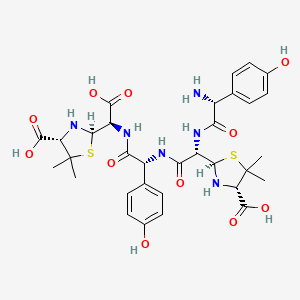 molecular formula C32H40N6O11S2 B15522868 (2R,4S)-2-[(1S)-1-[[(2R)-2-amino-2-(4-hydroxyphenyl)acetyl]amino]-2-[[(1R)-2-[[(R)-carboxy-[(2R,4S)-4-carboxy-5,5-dimethyl-1,3-thiazolidin-2-yl]methyl]amino]-1-(4-hydroxyphenyl)-2-oxoethyl]amino]-2-oxoethyl]-5,5-dimethyl-1,3-thiazolidine-4-carboxylic acid 