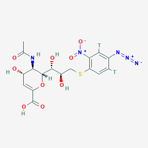 molecular formula C17H19N5O9S B155231 9-(4-Azido-2-nitrophenyl)-5-acetamido-2,6-anhydro-2,3,5,9-tetradeoxy-9-thioglycerogalactonon-2-enoic acid CAS No. 132406-95-2