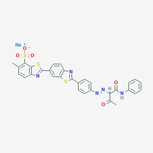 molecular formula C31H22N5NaO5S3 B155233 Sodium 6-methyl-2'-[4-[[2-oxo-1-[(phenylamino)carbonyl]propyl]azo]phenyl][2,6'-bibenzothiazole]-7-sulphonate CAS No. 10190-69-9