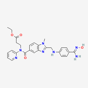 molecular formula C27H29N7O4 B15525779 ethyl 3-[[2-[[4-[(Z)-N'-hydroxycarbamimidoyl]anilino]methyl]-1-methylbenzimidazole-5-carbonyl]-pyridin-2-ylamino]propanoate 