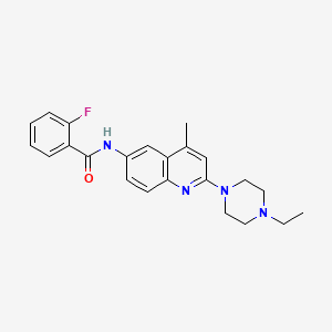 molecular formula C23H25FN4O B15525922 N~1~-[2-(4-ethylpiperazino)-4-methyl-6-quinolyl]-2-fluorobenzamide 