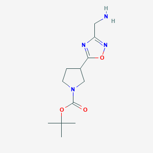 molecular formula C12H20N4O3 B15527638 Tert-butyl 3-(3-(aminomethyl)-1,2,4-oxadiazol-5-yl)pyrrolidine-1-carboxylate 