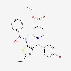 molecular formula C29H34N2O4S B15527864 Ethyl 1-((2-benzamido-5-ethylthiophen-3-yl)(4-methoxyphenyl)methyl)piperidine-4-carboxylate 