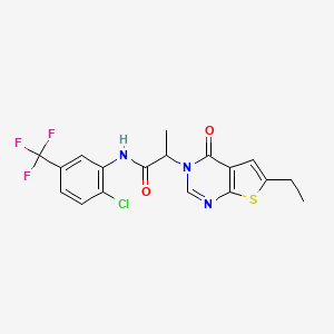 molecular formula C18H15ClF3N3O2S B15527933 N-(2-chloro-5-(trifluoromethyl)phenyl)-2-(6-ethyl-4-oxothieno[2,3-d]pyrimidin-3(4H)-yl)propanamide 