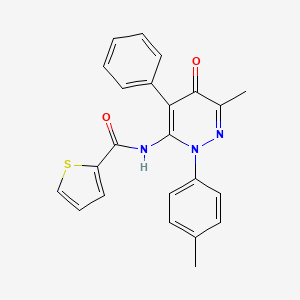 molecular formula C23H19N3O2S B15527963 N-(6-methyl-5-oxo-4-phenyl-2-(p-tolyl)-2,5-dihydropyridazin-3-yl)thiophene-2-carboxamide 