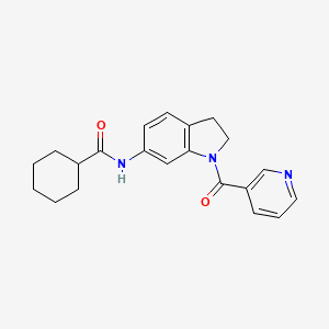 molecular formula C21H23N3O2 B15528332 N-(1-nicotinoylindolin-6-yl)cyclohexanecarboxamide 
