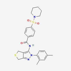 molecular formula C25H28N4O3S2 B15528651 N-(2-(2,4-dimethylphenyl)-4,6-dihydro-2H-thieno[3,4-c]pyrazol-3-yl)-4-(piperidin-1-ylsulfonyl)benzamide 