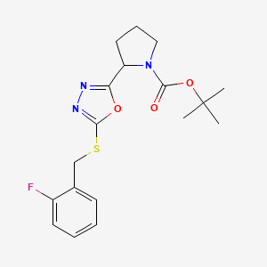 molecular formula C18H22FN3O3S B15528954 Tert-butyl 2-(5-((2-fluorobenzyl)thio)-1,3,4-oxadiazol-2-yl)pyrrolidine-1-carboxylate 