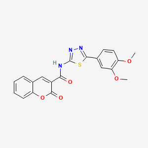 molecular formula C20H15N3O5S B15529681 N-(5-(3,4-dimethoxyphenyl)-1,3,4-thiadiazol-2-yl)-2-oxo-2H-chromene-3-carboxamide 