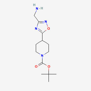 molecular formula C13H22N4O3 B15529850 Tert-butyl 4-(3-(aminomethyl)-1,2,4-oxadiazol-5-yl)piperidine-1-carboxylate 