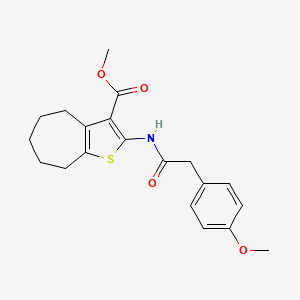 molecular formula C20H23NO4S B15529936 methyl 2-(2-(4-methoxyphenyl)acetamido)-5,6,7,8-tetrahydro-4H-cyclohepta[b]thiophene-3-carboxylate 
