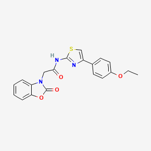 molecular formula C20H17N3O4S B15530258 N-(4-(4-ethoxyphenyl)thiazol-2-yl)-2-(2-oxobenzo[d]oxazol-3(2H)-yl)acetamide 
