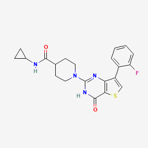 molecular formula C21H21FN4O2S B15530559 N-cyclopropyl-1-(7-(2-fluorophenyl)-4-oxo-3,4-dihydrothieno[3,2-d]pyrimidin-2-yl)piperidine-4-carboxamide 