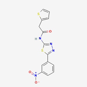 molecular formula C14H10N4O3S2 B15530775 N-(5-(3-nitrophenyl)-1,3,4-thiadiazol-2-yl)-2-(thiophen-2-yl)acetamide 