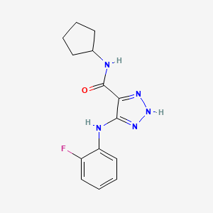 molecular formula C14H16FN5O B15530844 N-cyclopentyl-5-((2-fluorophenyl)amino)-1H-1,2,3-triazole-4-carboxamide 