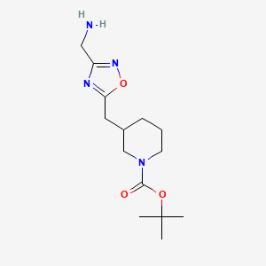 molecular formula C14H24N4O3 B15531122 Tert-butyl 3-((3-(aminomethyl)-1,2,4-oxadiazol-5-yl)methyl)piperidine-1-carboxylate 