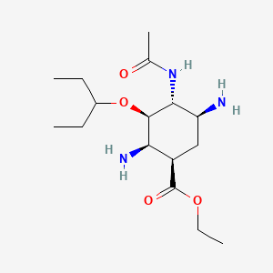 molecular formula C16H31N3O4 B15531783 Ethyl (1R,2R,3R,4R,5S)-4-acetamido-2,5-diamino-3-(pentan-3-yloxy)cyclohexane-1-carboxylate 