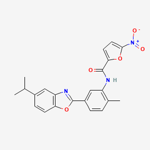 molecular formula C22H19N3O5 B15532015 N-{2-methyl-5-[5-(propan-2-yl)-1,3-benzoxazol-2-yl]phenyl}-5-nitrofuran-2-carboxamide 