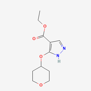 molecular formula C11H16N2O4 B15532024 ethyl 3-((tetrahydro-2H-pyran-4-yl)oxy)-1H-pyrazole-4-carboxylate 