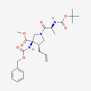 molecular formula C25H35N3O7 B15532341 Methyl (3R,4S)-4-allyl-3-(((benzyloxy)carbonyl)amino)-1-((tert-butoxycarbonyl)-L-alanyl)pyrrolidine-3-carboxylate 